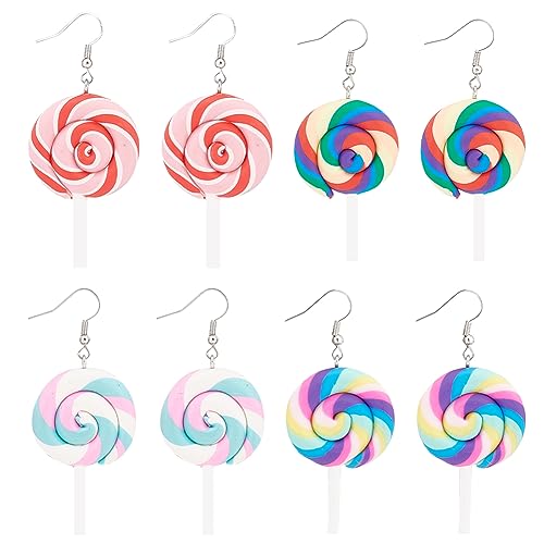 SUPERFINDINGS Regenbogen Lutscher Ohrringe Mit Farben Swirl Polymer Clay Anhänger Ohrringe Handgemachte Simulation von Lebensmittel Dangle Ohrringen Legierung Lange Tropfen Ohrringe von SUPERFINDINGS