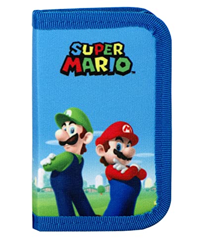 SUPERMARIO - Geldbörse mit Reißverschluss und Münzfach mit Kartenfächern und Münzfach, Reißverschluss und Innentasche, 12 x 10 x 2 cm, blau, Taglia Unica, Casual von Franco Cosimo Panini