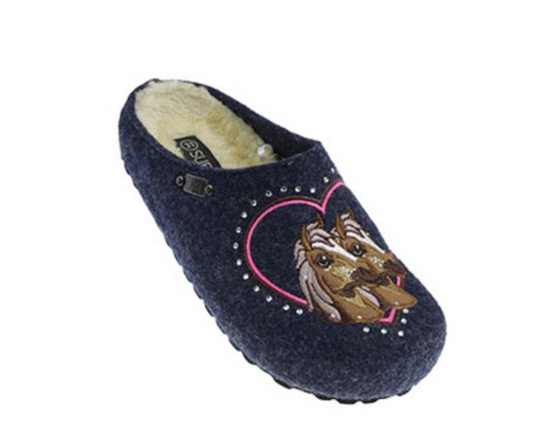 SUPERSOFT SUPERSOFT Mädchen Hausschuh Pferdemotiv blau EUR 30 Hausschuh von SUPERSOFT