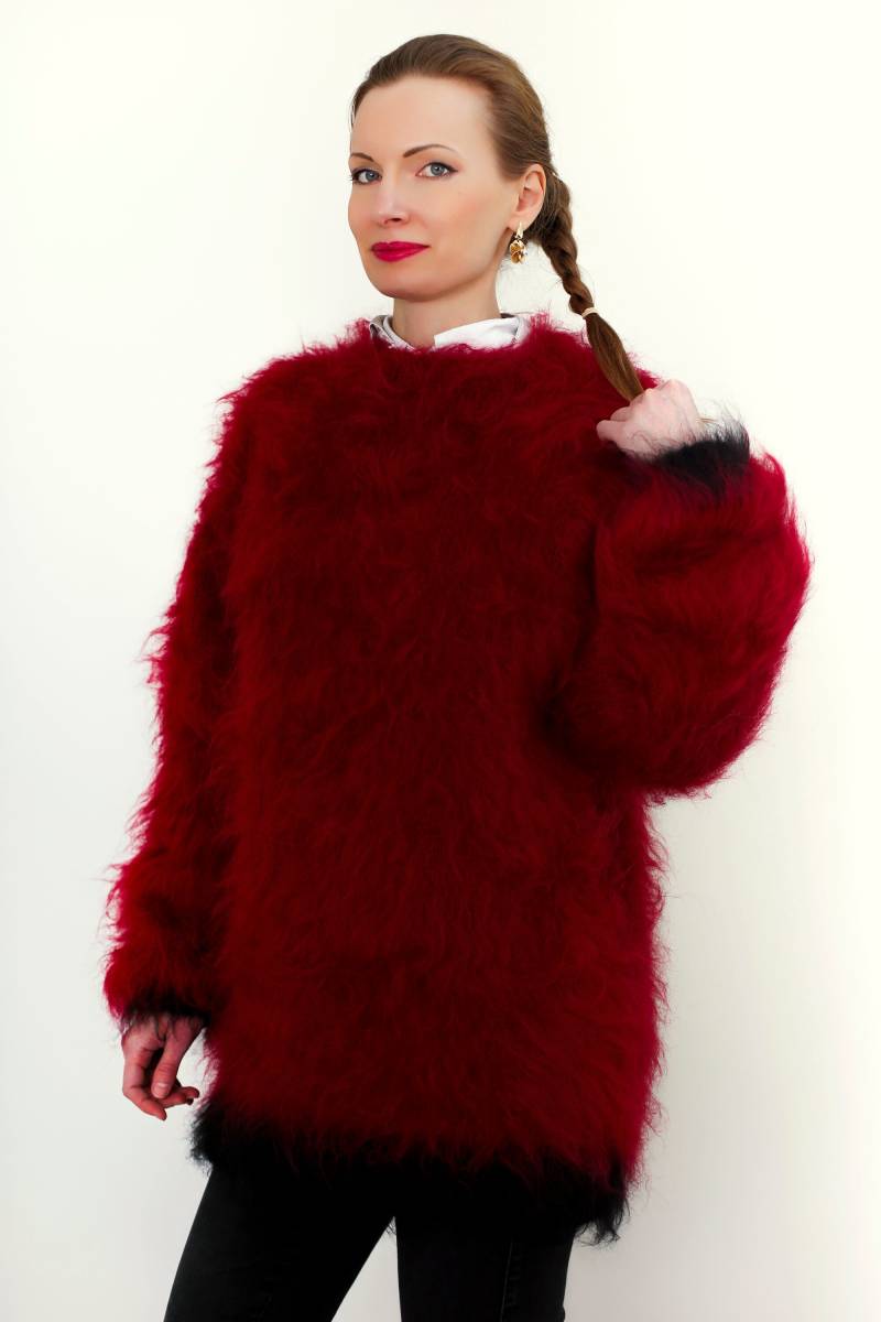 Crewneck Fuzzy Mohair Pullover Benutzerdefinierte Handgemachte Supertanya von SUPERTANYA