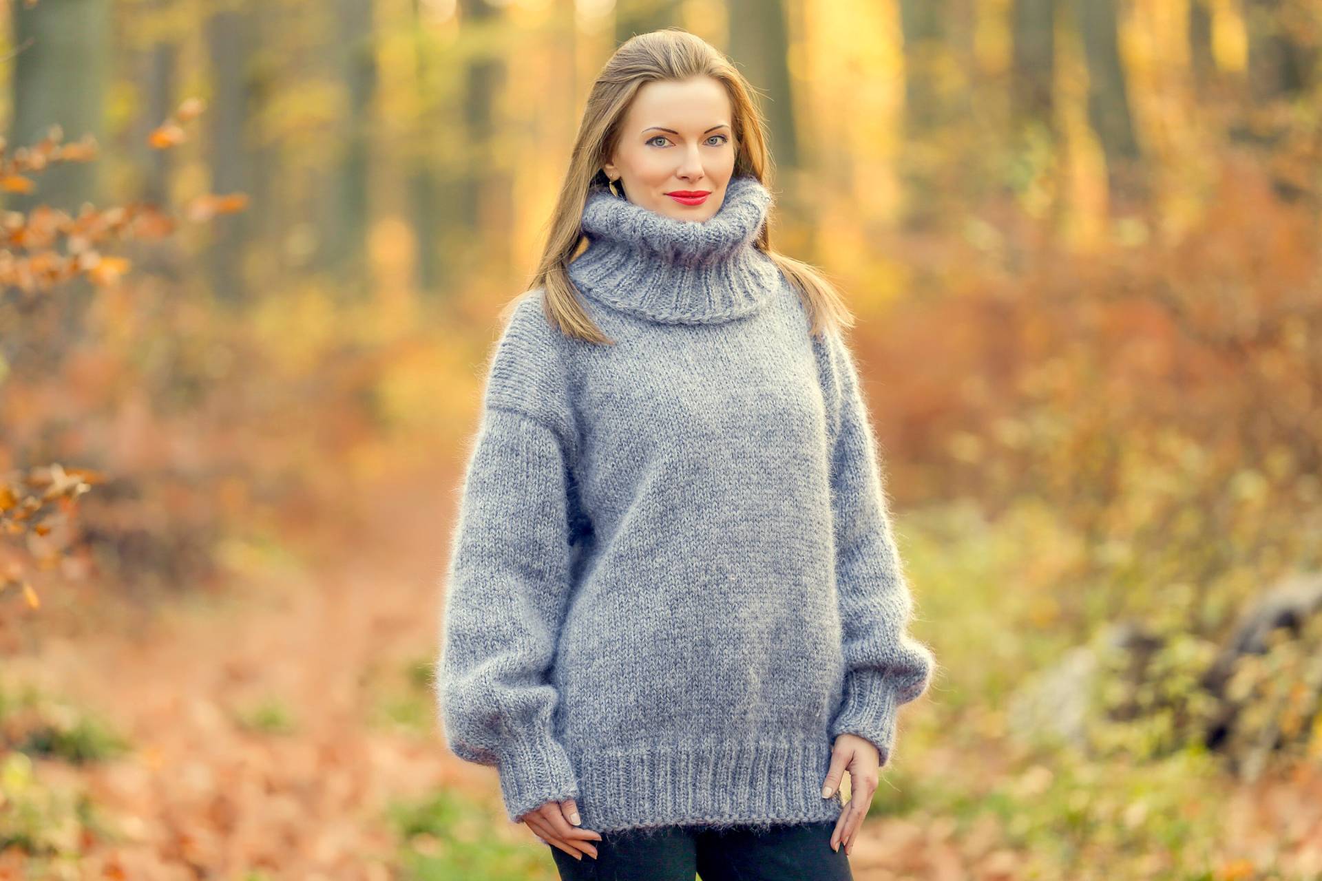 Dicker Fuzzy-Mohair-Pullover, Handgestrickter Rollkragenpullover Von Supertanya von SUPERTANYA