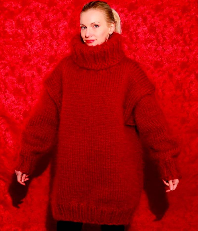 Dicker Roter Mohairpullover Von Supertanya von SUPERTANYA