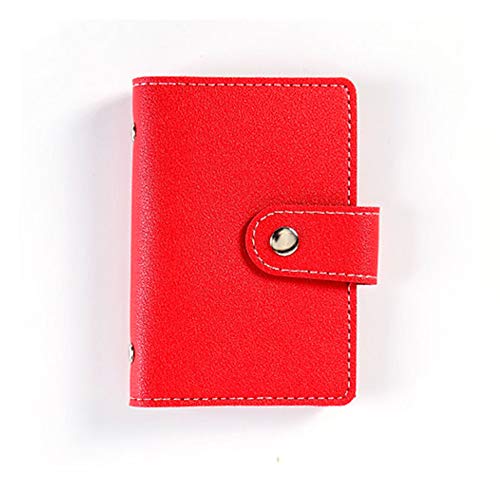 SUPERTOOL Kreditkartenetui aus weichem Leder, tragbar, Kreditkartenhalter, mehrere Fächer, Visitenkartenetui mit Knopf, 7,5 x 11 cm, Rot von SUPERTOOL