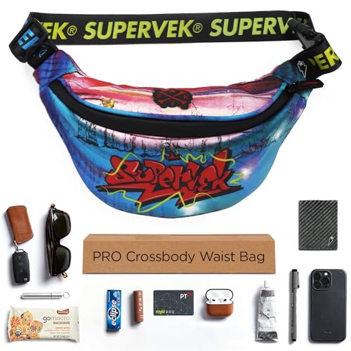 SUPERVEK Graffiti Bauchtasche mit wasserdichtem YKK-Reißverschluss, Crossbody-Gürteltasche, Hüfttasche, für Herren und Damen, Urban-Reisen, Laufen, Streetwear, Graffiti, Umhängetasche/Bauchtasche von SUPERVEK