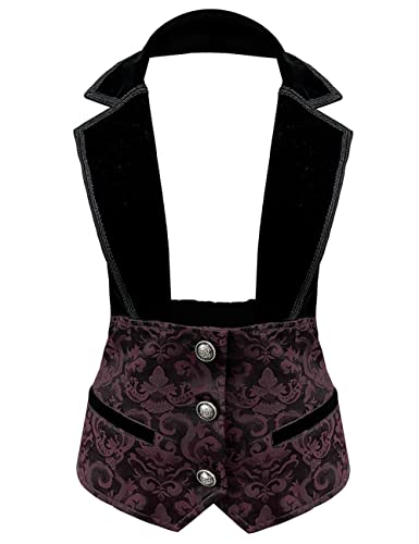 SUPLEAP Damen Gothic Viktorianische Piraten Weste Steampunk Vampir Mittelalter Weste, Rot/Ausflug, einfarbig (Getaway Solids), XX-Large von SUPLEAP