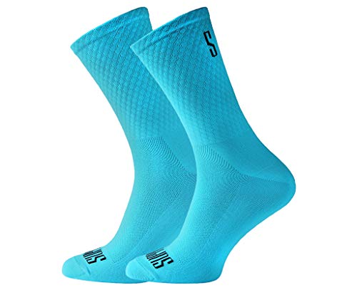 Support Herren-Fahrradsocken, atmungsaktive Technologie, rutschfeste Faser, unisex, einfarbig, Zubehör für Radfahren, Wandern, Klettern, Blue's 39-41 EU von Support