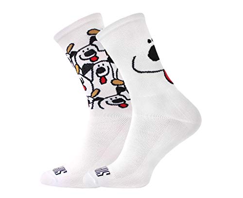 SUPPORT Herren Radsocken atmungsaktive Technologie rutschfeste Faser Unisex lustige Muster Radfahrer Zubehör für Wandern Laufen Klettern Radfahren Essentials, Dogs Are Dogs, Größe 36-38 EU von Support