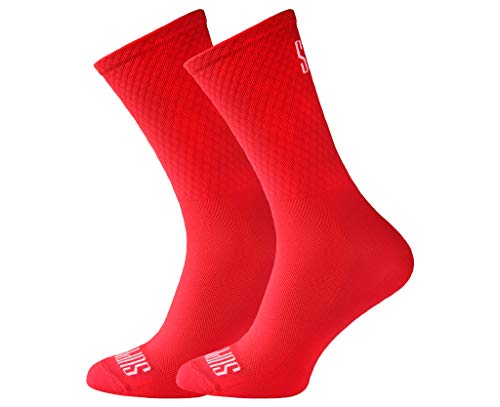 Support Herren-Fahrradsocken, atmungsaktive Technologie, rutschfeste Faser, unisex, einfarbig, Zubehör für Radfahren, Wandern, Klettern, Red's 45-46 EU von Support