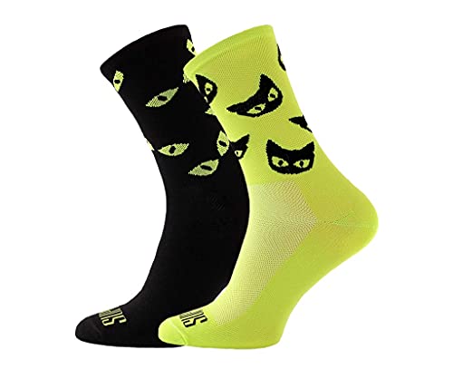 SUPPORT Herren Radsocken atmungsaktive Technologie rutschfeste Faser Unisex lustige Muster Radfahrer Zubehör für Wandern Laufen Klettern Radfahren Essentials, Wild Cats, Größe 36-38 EU von Support