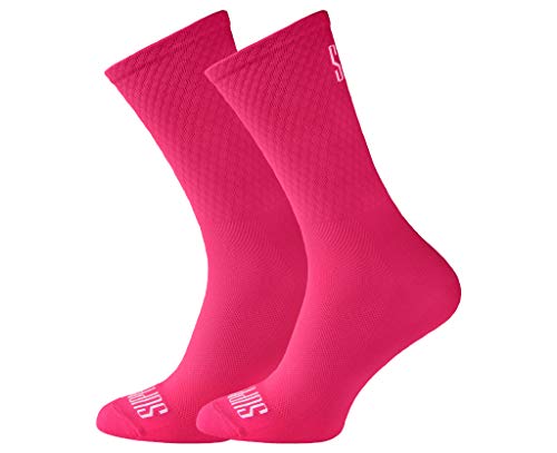 Support Herren-Fahrradsocken, atmungsaktive Technologie, rutschfeste Faser, unisex, einfarbig, Zubehör für Radfahren, Wandern, Klettern, Pink's 36-38 EU von Support