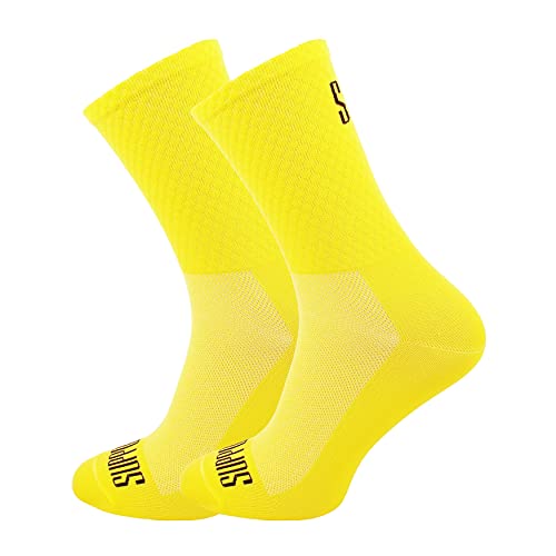 Support Herren-Fahrradsocken, atmungsaktive Technologie, rutschfeste Faser, unisex, einfarbig, Zubehör für Radfahren, Wandern, Klettern, Yellow's 39-41 EU von Support