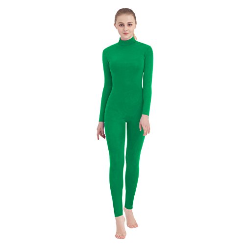 SUPRNOWA Unisex Mock Rollkragen Lycra Spandex Langarm Ganzanzug (S, Grün kein Fuß) von SUPRNOWA