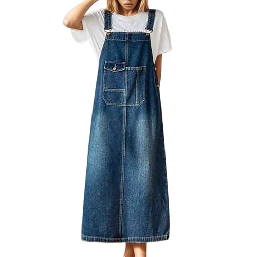 Damen Jeans Latzkleid Lang Maxi Overallkleid mit Taschen, Verstellbare Träger Denimkleid Trägerkleid, Lässiges Sommerkleid Freizeitkleid für Frauen Streetwear Vintage Look Bequem Damen Jeans Latzkleid Lang Maxi Overallkleid mit Taschen, Verstellbare Träger Denimkleid Trägerkleid, Lässiges Sommerkleid Freizeitkleid für Frauen Streetwear Vintage Look Bequem von SUPTTING