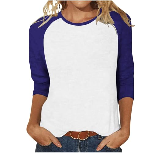 Damen Raglan Shirt 3/4 Arm Zweifarbig Baseball T-Shirt, Lässiges Oberteil Kontrastärmeln Rundhals Basic, Baumwollshirt Langarmshirt Top Tunika für Sport Alltag Klassisch Weich Damen Raglan Shirt 3/4 Arm Zweifarbig Baseball T-Shirt, Lässiges Oberteil Kontrastärmeln Rundhals Basic, Baumwollshirt Langarmshirt Top Tunika für Sport Alltag Klassisch Weich von SUPTTING