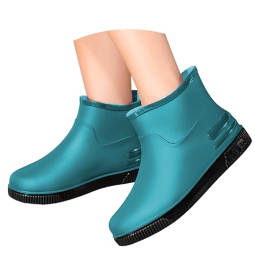 Damen Regenstiefel Wasserdicht rutschfest, Gummistiefel mit Elastische Einsätze, Gartenschuh Funktional Lässig, Stiefelette mit Profilsohle für Hundespaziergang von SUPTTING