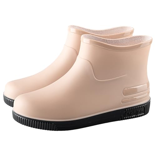 Damen Regenstiefel Wasserdicht rutschfest, Gummistiefel mit Elastische Einsätze, Gartenschuh Funktional Lässig, Stiefelette mit Profilsohle für Hundespaziergang von SUPTTING