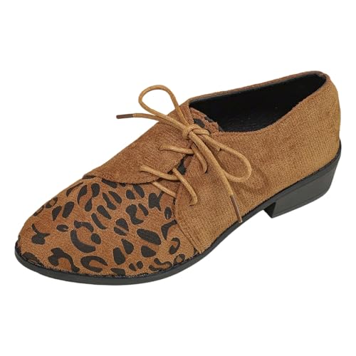 Damen Slipper Bequem Leicht Halbschuh Schnürung Flache Sohle Loafer Lässig Modisch Animal-Print Strukturierte Oberfläche Freizeitschuh Frühling für Stadtbummel von SUPTTING