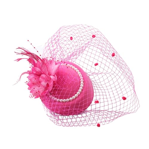 Damen Vintage Hut mit Schleier Perlen Fascinator Hochzeit Kopfschmuck Elegant Netzschleier Haarclip Retro Braut Haarschmuck Cocktail Hut Feder Verzierung Festliche von SUPTTING