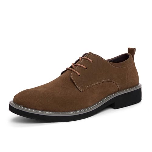 Herrenschuh Elegant Bequem Halbschuh Schnürung Blockabsatz Anzugschuh Klassisch Formell Veloursleder-Optik Ziernähte Business-Schuh für Büro von SUPTTING