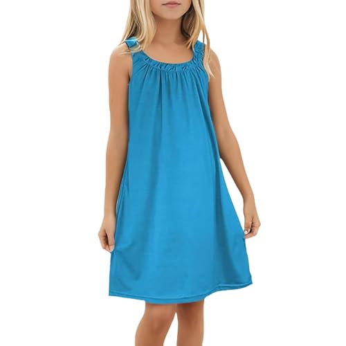 Mädchen Sommerkleid Trägerkleid A-Linie Strandkleid Locker Geschnitten Freizeitkleid Ärmellos Kinderkleid Baumwolle Prinzessinnenkleid Leichtes Kleid für Sommer Urlaub Alltag von SUPTTING