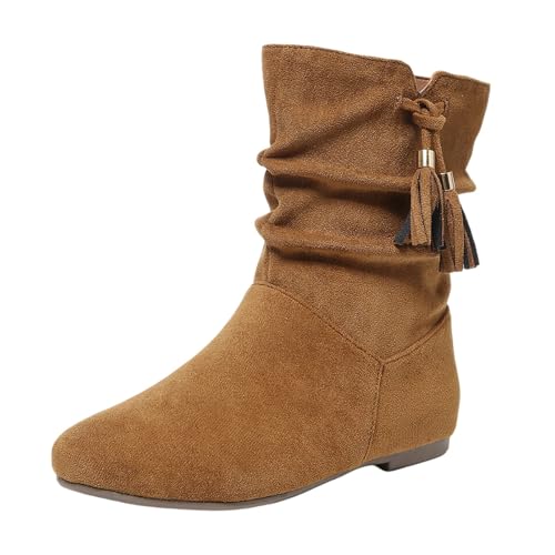 SUPTTING Boho Lässig Damen Stiefelette Bequem Modisch Schuh Flacher Absatz Schlupfform Mokassin-Stiefel Fransen Umschlag-Schaft Herbst für Festival SUPTTING Boho Lässig Damen Stiefelette Bequem Modisch Schuh Flacher Absatz Schlupfform Mokassin-Stiefel Fransen Umschlag-Schaft Herbst für Festival von SUPTTING