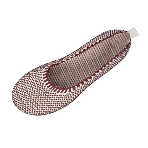 SUPTTING Damen Ballerinas Gewebtes Muster Flache Schuhe Runde Kappe Gestreifter Rand Atmungsaktiv Leichte Slipper Weiche Sohle rutschfest Bequeme Freizeitschuhe Elastisch Slip On Loafer von SUPTTING