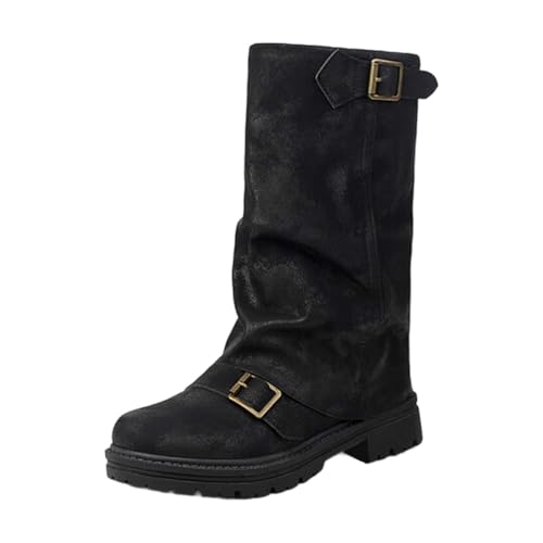 SUPTTING Damen Bikerstiefel Robust Rockig Stiefel Blockabsatz Schnallen Stiefelette Biker Lässig Riemen Used-Look Motorradstiefel Herbst für Konzert SUPTTING Damen Bikerstiefel Robust Rockig Stiefel Blockabsatz Schnallen Stiefelette Biker Lässig Riemen Used-Look Motorradstiefel Herbst für Konzert von SUPTTING