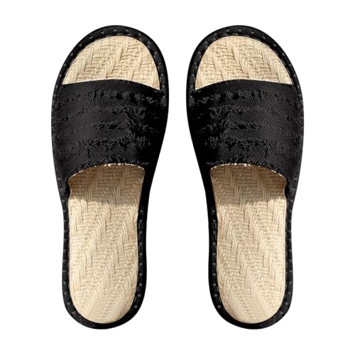 SUPTTING Damen Espadrille Pantoffeln Leinen Sohle Hausschuhe Fransen Streifen Flache Sandalen Schlappen Atmungsaktive Strandschuhe Rutschfeste Freizeitschuhe Handgefertigte Pantoletten von SUPTTING