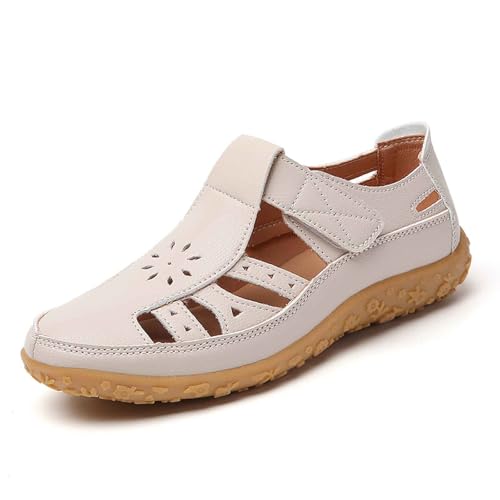 SUPTTING Damen Hohl Freizeitschuhe Runde Zehenbereich Flache Schuhe Rutschfeste Gummisohle Bequem Leicht Atmungsaktiv Weich Sommerschuhe Mokassins Loafers Halbschuhe für Frauen Büro Freizeit von SUPTTING