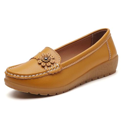 SUPTTING Damen Mokassins mit Blumenverzierung Leder Loafers Flache Schuhe Weiche Sohle Handgenähte Slippers Bequeme Fahrschuhe Slip-On Halbschuhe für Alltag Büro SUPTTING Damen Mokassins mit Blumenverzierung Leder Loafers Flache Schuhe Weiche Sohle Handgenähte Slippers Bequeme Fahrschuhe Slip-On Halbschuhe für Alltag Büro von SUPTTING