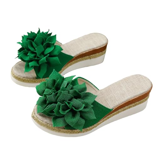 SUPTTING Damen Pantolette Bequem Elegant Slipper Flacher Absatz Offene Form Sandale Romantisch Boho Stoffblumen-Applikation Rutschfeste Sohle Hausschuh Sommer für Hochzeit SUPTTING Damen Pantolette Bequem Elegant Slipper Flacher Absatz Offene Form Sandale Romantisch Boho Stoffblumen-Applikation Rutschfeste Sohle Hausschuh Sommer für Hochzeit von SUPTTING