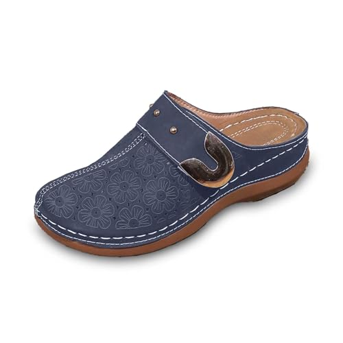 SUPTTING Damen Pantoletten Clogs Mules Geschlossene Spitze Sommerschuhe mit Metall Flach Schlupfschuhe Bequem Leder Freizeitschuhe Alltagsschuhe Rutschfest Weiches Fußbett Lässig Chic SUPTTING Damen Pantoletten Clogs Mules Geschlossene Spitze Sommerschuhe mit Metall Flach Schlupfschuhe Bequem Leder Freizeitschuhe Alltagsschuhe Rutschfest Weiches Fußbett Lässig Chic von SUPTTING
