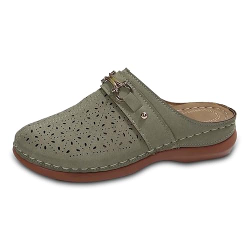 SUPTTING Damen Pantoletten Durchbrochenes Blumenmuster Metallschnalle Mule Schuhe Flacher Absatz Runde Zehenkappe Freizeitschuhe Hausschuhe Strandschuhe Gehschuhe Schuhe Sommer Vintage SUPTTING Damen Pantoletten Durchbrochenes Blumenmuster Metallschnalle Mule Schuhe Flacher Absatz Runde Zehenkappe Freizeitschuhe Hausschuhe Strandschuhe Gehschuhe Schuhe Sommer Vintage von SUPTTING
