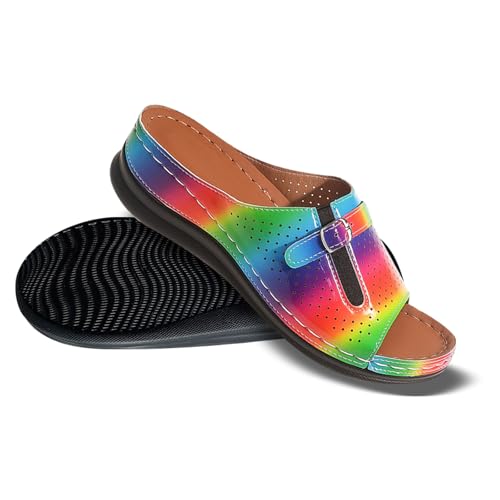 SUPTTING Damen Pantoletten Perforiert Metallschnalle Offene Zehen Flache Sohle Rutschfeste Gummisohle Leicht Bequem Freizeitschuhe Hausschuhe Strandschuhe Weich für Frauen Strand Freizeit SUPTTING Damen Pantoletten Perforiert Metallschnalle Offene Zehen Flache Sohle Rutschfeste Gummisohle Leicht Bequem Freizeitschuhe Hausschuhe Strandschuhe Weich für Frauen Strand Freizeit von SUPTTING
