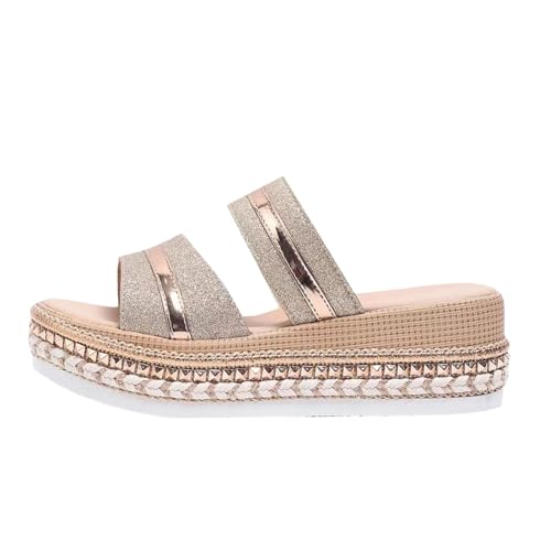 SUPTTING Damen Plateau Pantoletten Glitzer Mehrschichtige Riemen Espadrille Sohle Flache Freizeitschuhe Schlupfschuhe Weiche Sohle Strandschuhe Leichte Schuhe Fußbett Sandale SUPTTING Damen Plateau Pantoletten Glitzer Mehrschichtige Riemen Espadrille Sohle Flache Freizeitschuhe Schlupfschuhe Weiche Sohle Strandschuhe Leichte Schuhe Fußbett Sandale von SUPTTING
