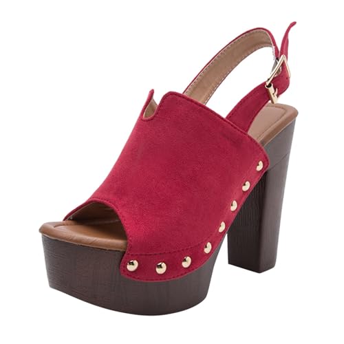 SUPTTING Damen Plateau Sandalen Wildleder Material Metallnieten Schnallenverschluss Peeptoe Dicke Sohle Blockabsatz Freizeitschuhe Partyschuhe Strandschuhe Gehschuhe Schuhe Elegant Schuhe SUPTTING Damen Plateau Sandalen Wildleder Material Metallnieten Schnallenverschluss Peeptoe Dicke Sohle Blockabsatz Freizeitschuhe Partyschuhe Strandschuhe Gehschuhe Schuhe Elegant Schuhe von SUPTTING