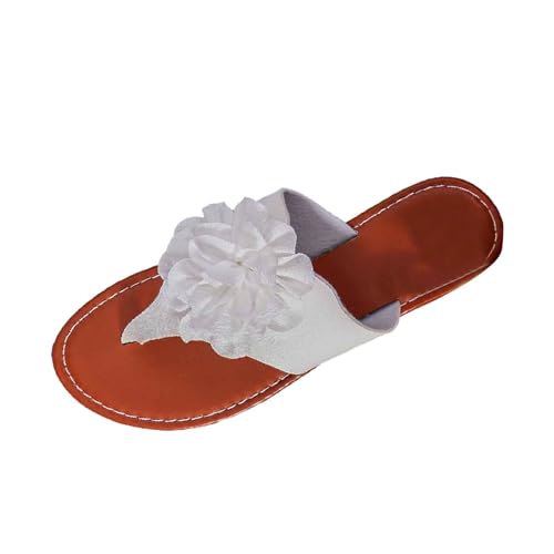 SUPTTING Damen Sandalen Blumen Zehentrenner Flache Sohle Naht Freizeitschuhe Sommerschuhe Strandschuhe Bequeme Gehschuhe Alltag Schuhe Elegant Sommer Schuhe Flip Flops Schlappen Hausschuhe von SUPTTING