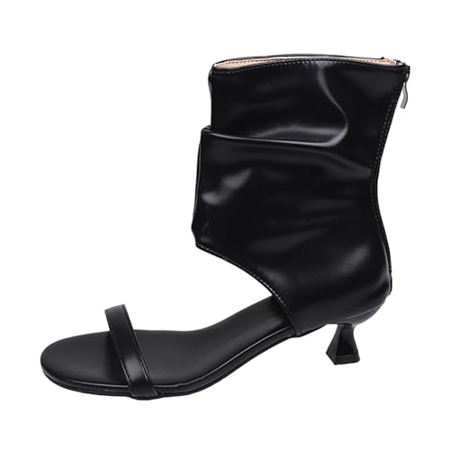 SUPTTING Damen Sandalen Falten Knöchelstiefel Einband Offene Zehen Niedriger Absatz Anti-Rutsch Sohle Freizeitschuhe Strandschuhe Alltagsschuhe Gehschuhe Atmungsaktive Schuhe Schuhe von SUPTTING