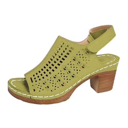 SUPTTING Damen Sandalen Hohl Verstellbarer Fersenriemen Blockabsatz Peeptoe Schuhe Leicht Bequem Freizeitsandalen Weich Sommerschuhe Hochzeitsschuhe für Frauen Strand Freizeit Hochzeit von SUPTTING