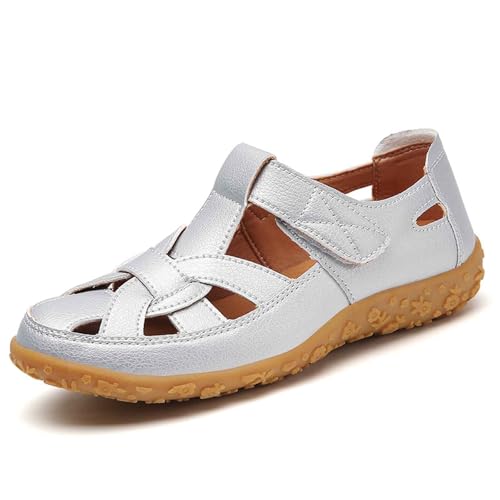 SUPTTING Damen Sandalen Hohl Verstellbarer Vorderriemen Rutschfeste Gummisohle Leicht Bequem Freizeitsandalen Atmungsaktiv Weich Sommerschuhe Flache Schuhe für Frauen Strand Urlaub Freizeit Büro von SUPTTING