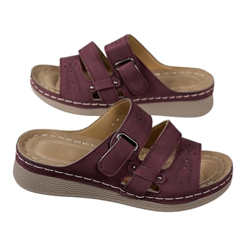 SUPTTING Damen Sandalen Mehrriemen Ausgeschnittenes Schnallenverschluss Flache Sohle Naht Freizeitschuhe Sommerschuhe Strandschuhe Bequeme Gehschuhe Alltag Schuhe Schuhe Elegant Sommer von SUPTTING