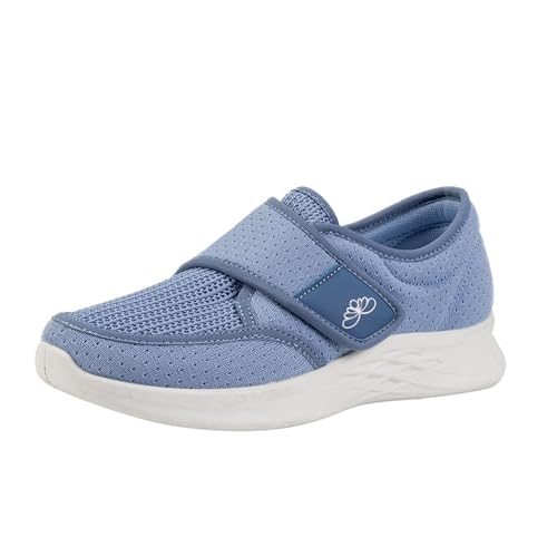 SUPTTING Damen Slipper aus Atmungsaktivem NetzBequeme Freizeitschuhe mit Verstellbarem Riemen Leichte Walkingschuhe mit Weicher Polsterung Flache Sommerschuhe, Spazieren Komfortable Sneaker von SUPTTING