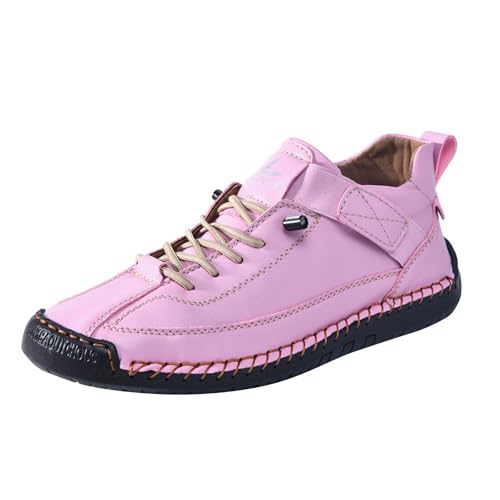 SUPTTING Herren Freizeitschuhe Leder Handgenäht Klettverschluss Schnürsenkel Gummisohle Halbschuhe Mokassins Loafer Bootsschuhe Wanderschuhe Bequem rutschfest Atmungsaktiv Alltag Outdoor von SUPTTING