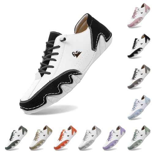 SUPTTING Herren Freizeitschuhe Zweifarbig Schnürschuhe Wellensohle Sportschuhe Laufschuhe Leicht Bequem Atmungsaktiv Strapazierfähig Alltag Freizeit Sport Weiß Blau Grün Orange Lila Rosa Grau von SUPTTING