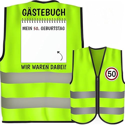 SUPTTING Herren Warnweste 30. Gästebuch Reflektierende Sicherheitsweste Reißverschluss Partyweste Neongelb Verkehrszeichen Jubiläumsweste Lustig Erinnerungsstück Feier Outfit Leuchtend von SUPTTING