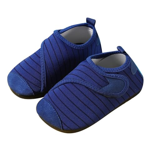 SUPTTING Kinder Hausschuhe Badeschuhe mit Gestreiftem Strandschuhe Aquaschuhe mit Weicher Sohle Schlupf Einstieg Rutschfeste Unterseite Schwimmschuhe Barfußschuhe Leichtgewicht für Strand von SUPTTING
