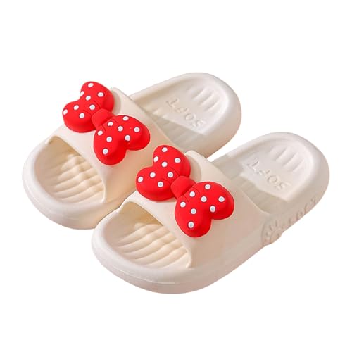 SUPTTING Kinder Pantoffeln mit Schleife Badelatschen Rutschfeste Sohle Leicht Bequem Hausschuhe Duschschuhe Einteiler Struktur Weich Strandschuhe Badeschuhe für Strand Schwimmbad Garten Freizeit von SUPTTING