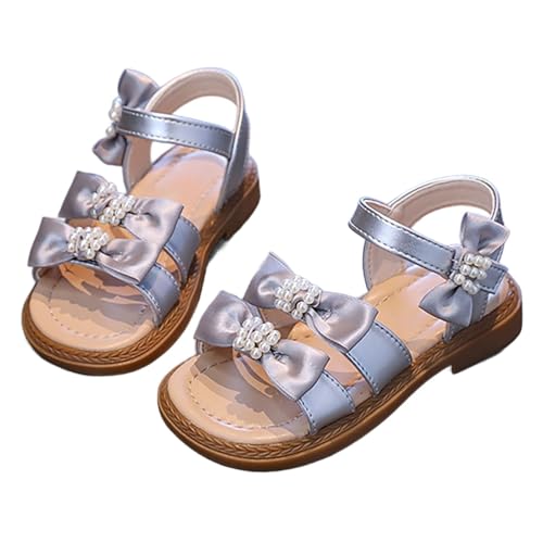 SUPTTING Kindersandalen für Mädchen mit glänzenden Strasssteinen süßer Schleife Sommerschuhe Prinzessinnensandalen mit weicher Sohle verstellbarem Knöchelriemen elegante Strandsandalen von SUPTTING