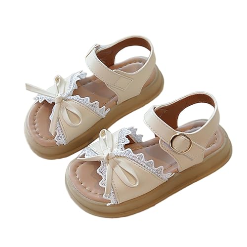 SUPTTING Mädchen Sandalen mit Schleife & Spitzendetail, niedliche Prinzessin Sommerschuhe & Kindersandalen, bequeme offene Freizeitschuhe mit verstellbarem Riemen, leichte Riemchensandalen von SUPTTING