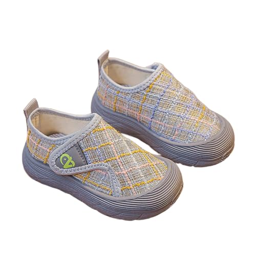 SUPTTING Slipper für Kleinkinder mit Kariertem und Weicher Sohle Stoffschuhe mit Schlupf und Elastischem Einstieg Laufschuhe Krabbelschuhe Hausschuhe Freizeitschuhe Rutschfeste Sohle Leicht von SUPTTING